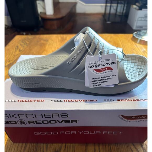 Brand New Skechers GO RECOVER Arch Fit Sandals - Grey - Picture 2 of 11